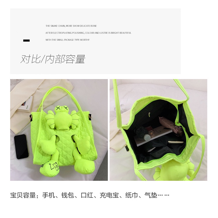 Túi Đeo Chéo Cỡ Lớn Màu Trơn Đính Búp Bê Thời Trang Mùa Thu 2022