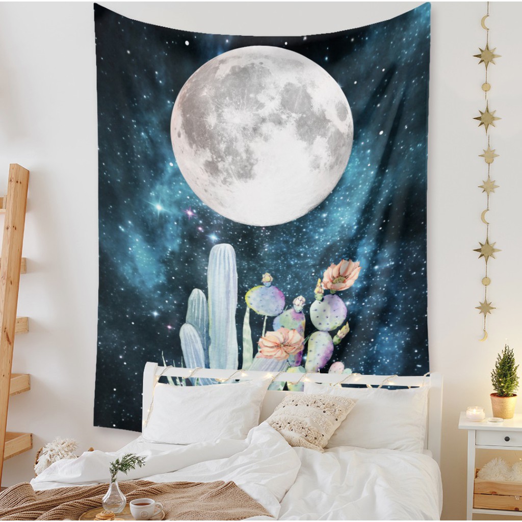 Thảm tapestry decor tường  FLORAL MOON PHASES