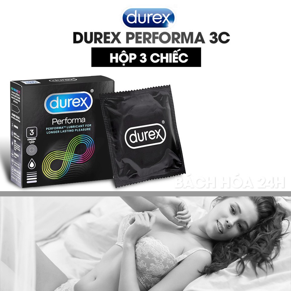 [Che Tên SP] Combo 5 Hộp Bcs Durex Performa (Hộp 3c) Giá Tốt, Bao Cao Su Chứa Gel Bôi Trơn Có Chất Kéo Dài Thời Gian QH