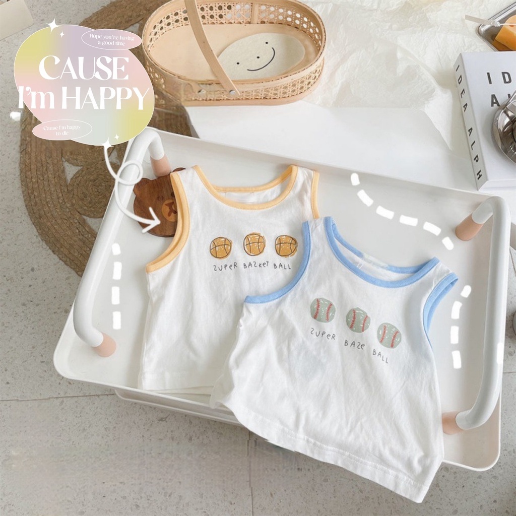 (8-18kg) Bộ ba lỗ bóng rổ cho bé trai và đồ bộ bé gái TTR75