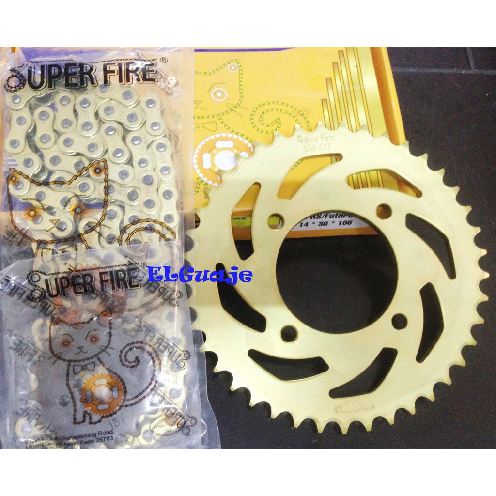 Bộ nhông xích (nhông sên dĩa) Taurus (thương hiệu Superfire - màu vàng)