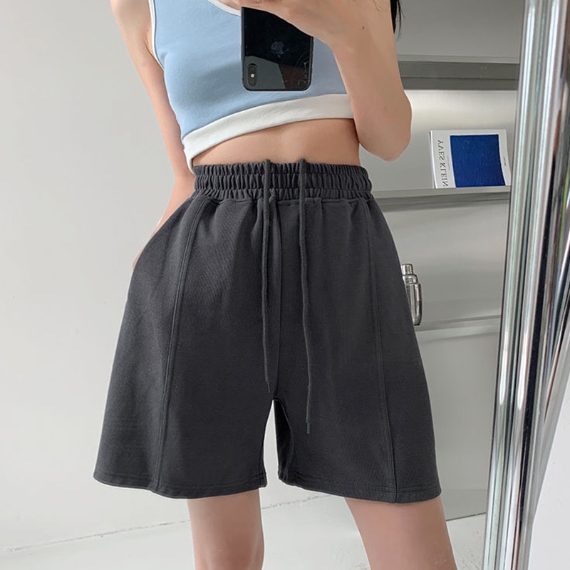 Quần ngắn IELGY kiểu dáng thể thao lưng thun phối dây rút cho nữ