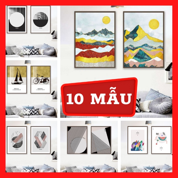 Bộ 2 - Tranh treo tường - Trang trí phòng khách Hiện đại/Gỗ MDF Hàn Quốc chống ẩm mốc, mối mọt TD7