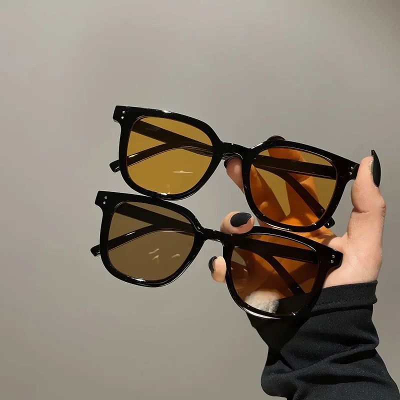 Kính Chống Nắng Gọng Vuông Màu Nâu/Đen Phong Cách Hàn Quốc Thời Trang Cho Cặp Đôi