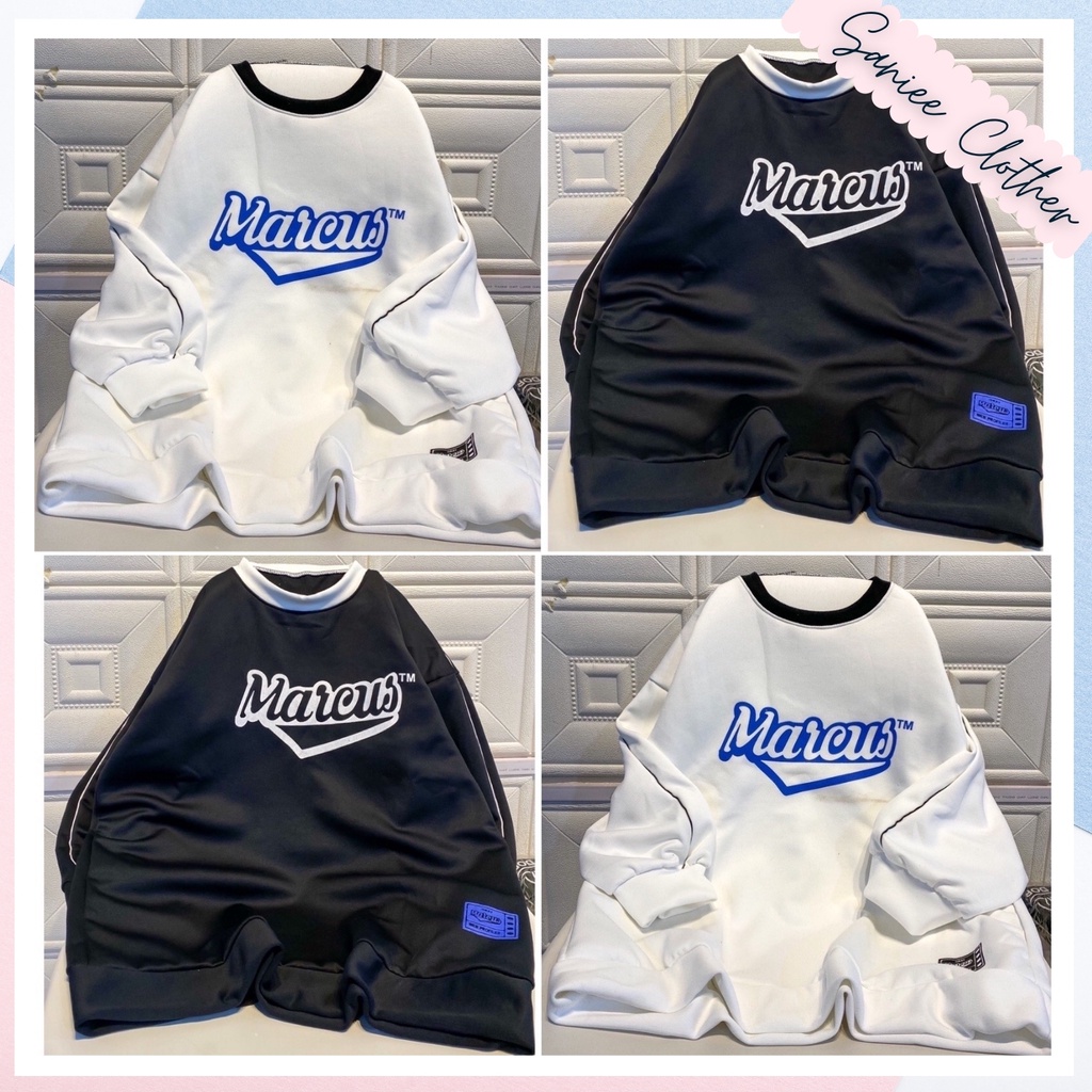 Áo Nỉ Nam Nữ SWT Marcus Tay Bồng Hai Màu Đen Trắng Saniee Clother | BigBuy360 - bigbuy360.vn