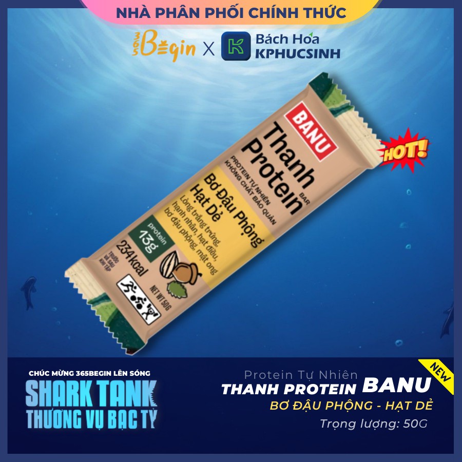 Combo 3 bánh ăn kiêng giảm cân protein banu 365 Begin 50gx3 KPHUCSINH - Hàng Chính Hãng