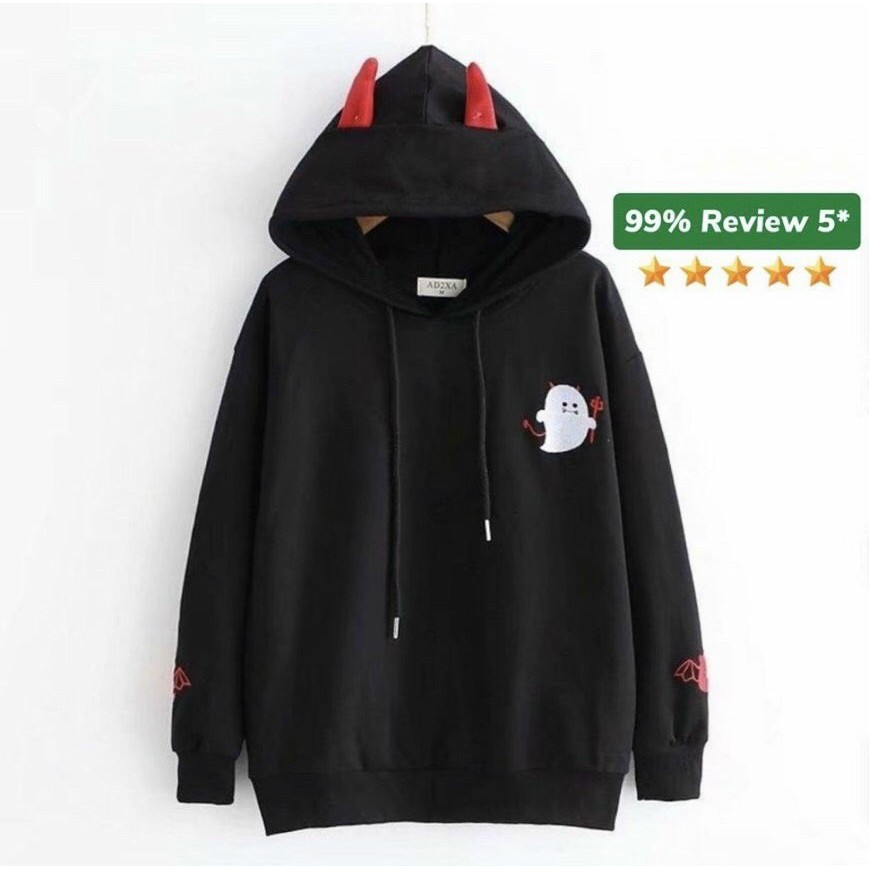 ÁO HOODIE CON QUỶ CUTE HOT UNISEX CAO CẤP VẢI MỀM MỊN ẤM ÁP KHÔNG XÙ LÔNG 1KENZ | BigBuy360 - bigbuy360.vn