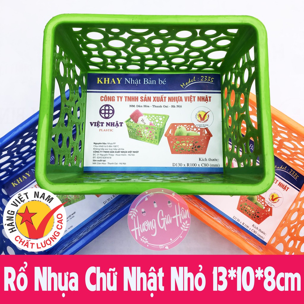 Rổ Nhựa Chữ Nhật (13*10*8cm) Cỡ Nhỏ Đa Năng Việt Nhật