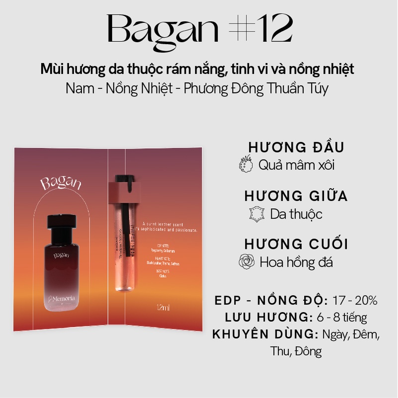 (Qùa tặng không bán) Nước hoa Hàn Quốc De Memoria Minisize 1,2ml - BST Ký Ức Bất Tận, Mùi Hương Phương Đông Lắng Đọng