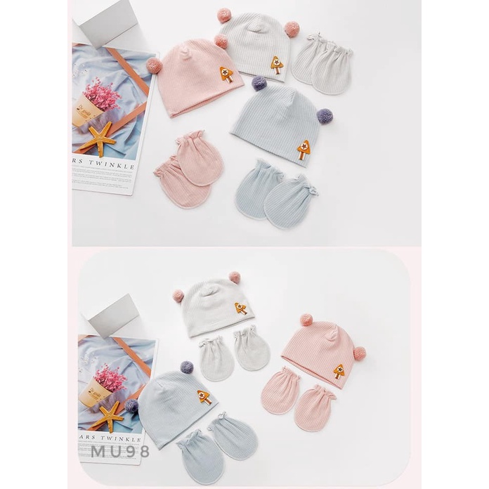 Set mũ bao tay len gân mỏng - MU98