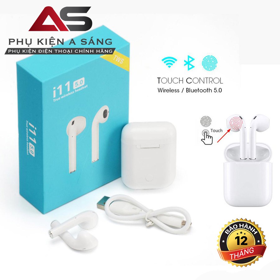 Tai Nghe Bluetooth Cảm Ứng Airpods i11 V5.0 Phiên Bản Mới Nhất( kết nối cả IOS và Androi sam sung, oppo, vivo...)