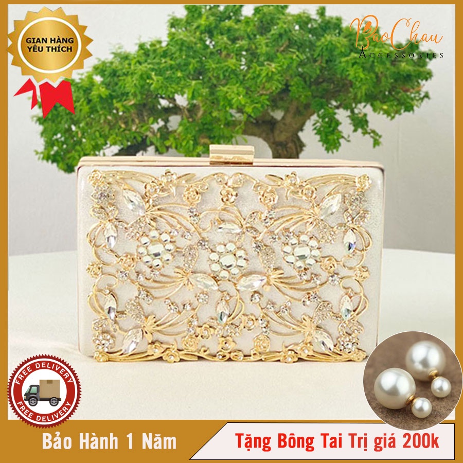Ví Nữ Đi Tiệc Đính Đá Pha Lê - Bảo Châu- Đi Tiệc Cực Sang Phong Cách Hiện Đại Dễ Dàng Phối Đồ