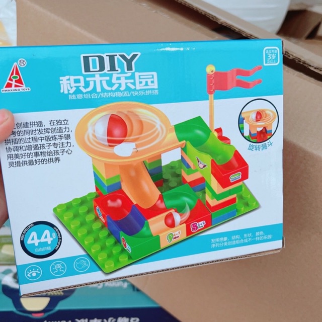 Đồ Chơi Lắp Ghép Cầu Trượt Thả Bi, Hộp 44 Chi Tiết Xếp Hình Nhựa Abs Không Độc Hại An Toàn Cho Bé.