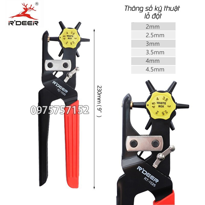 Kìm bấm lỗ đa năng cao cấp R’DEER, bấm dây nịt, thắt lưng, bấm dây da đồng hồ, giày dép, bìa cứng