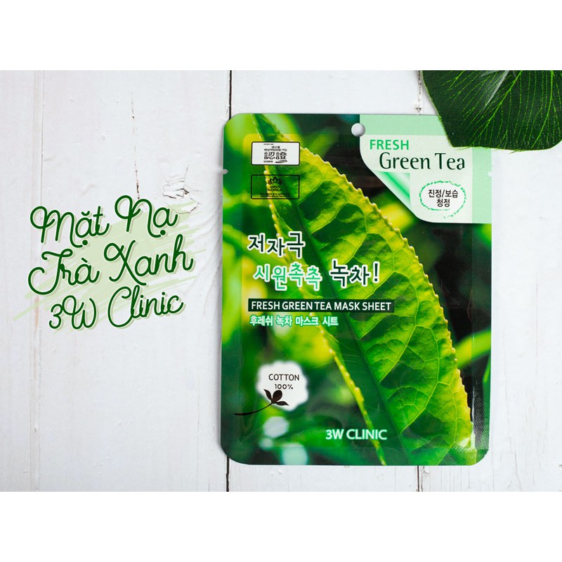 BỘ 10 MIẾNG MẶT NẠ DƯỠNG DA TRÀ XANH FRESH GREEN TEA MASK SHEET 3W CLINIC