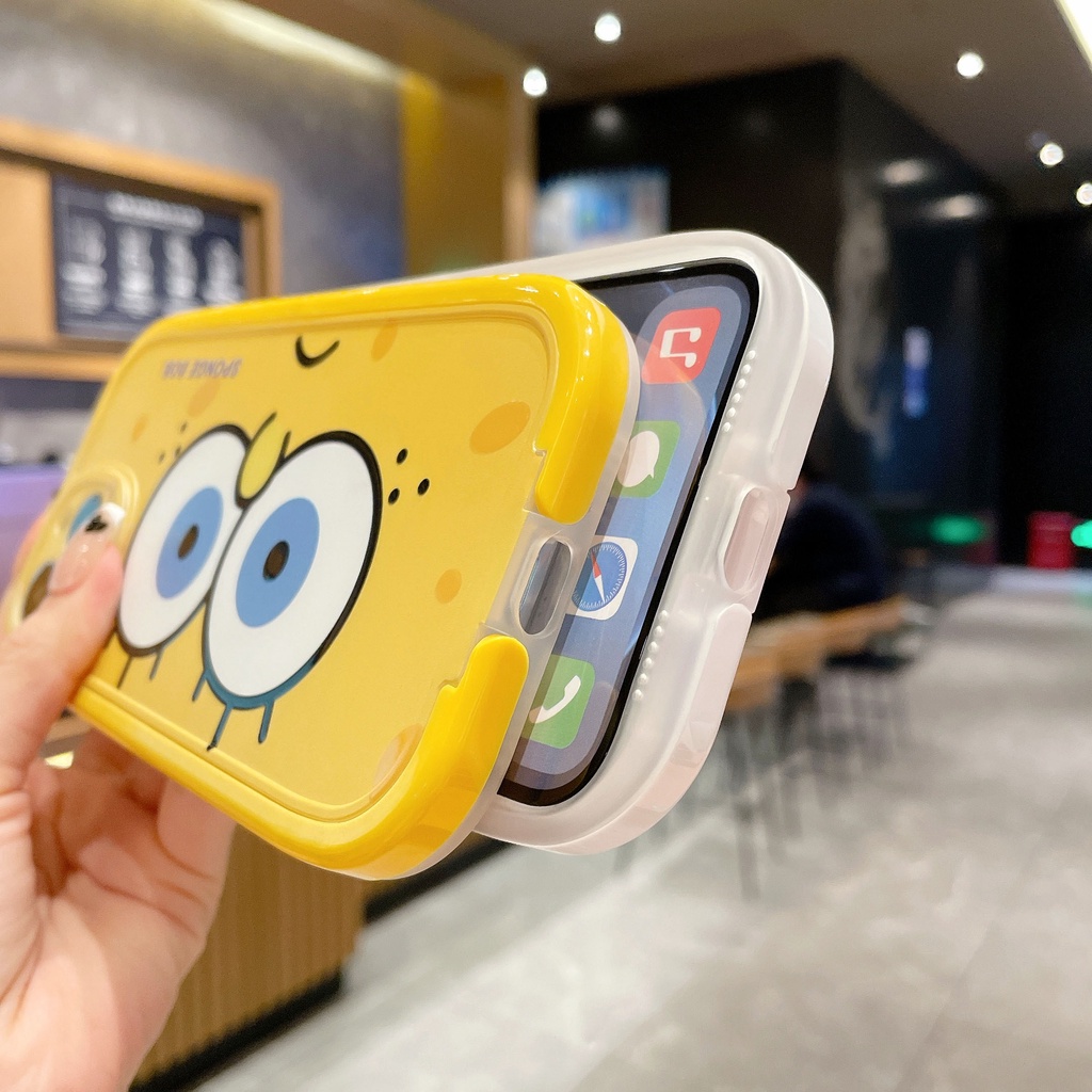 Ốp Điện Thoại Dẻo Họa Tiết Hoạt Hình SpongeBob Kèm Giá Đỡ Cho iPhone 13 12 11 Pro Max X XR Xs Max 7 8 Plus