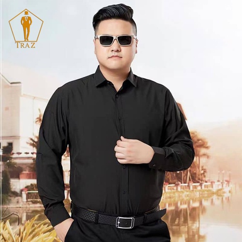 Sơ Mi Trắng Nam Dài Tay TRAZ  Màu Đen, Xanh Đen Bigsize Cho Người Mập Béo Ngoại Cỡ 3 4 5 6 7 xl