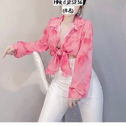 áo sơ mi màu loang siêu xinh chất voan mềm đủ màu ảnh thật