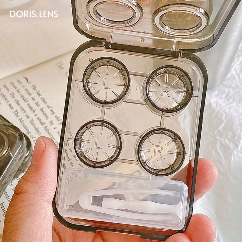 Khay Gương ĐÔI Đựng Lens Và Bộ Dụng Cụ Đeo Lens DORIS.LENS - Trong Suốt ĐÔI