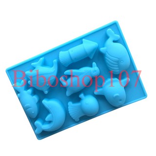 Khuôn silicon làm kẹo, thạch, rau câu, socola 8 động vật biển