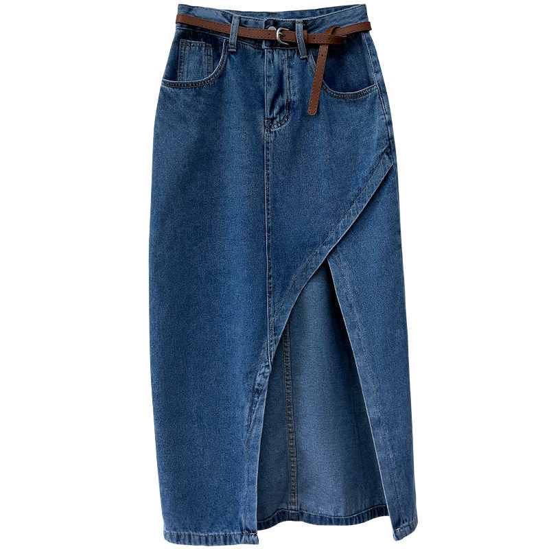 Jiashucheng Chân Váy Denim Xẻ Tà Lưng Cao Ôm Dáng Thời Trang Mùa Hè Năm Mới Cho Nữ