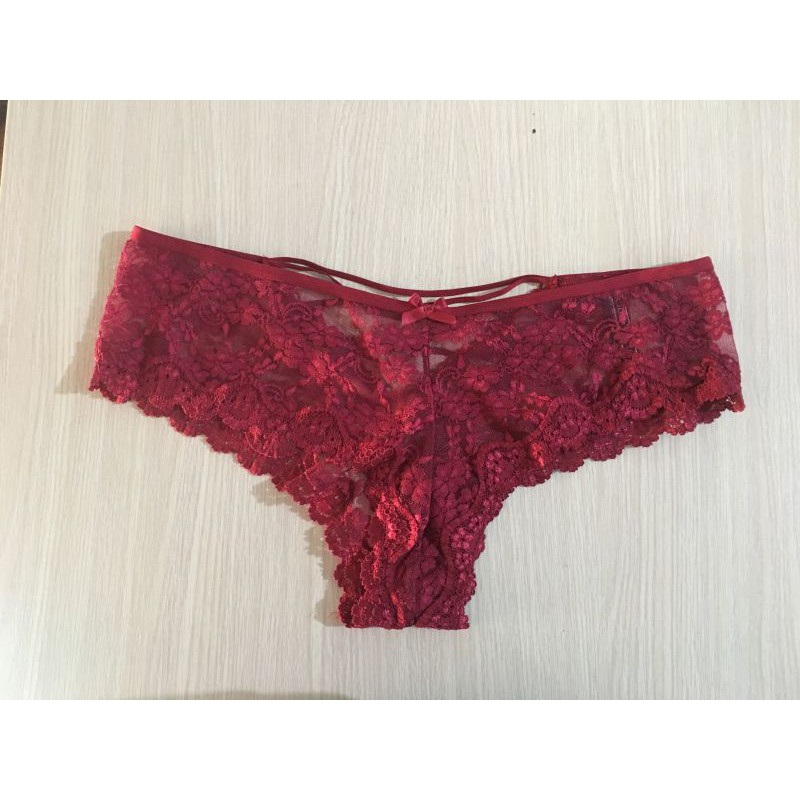 Quần lót nữ Victoria's Secret cheeky nửa mông không viền ren size L màu đỏ chính hãng