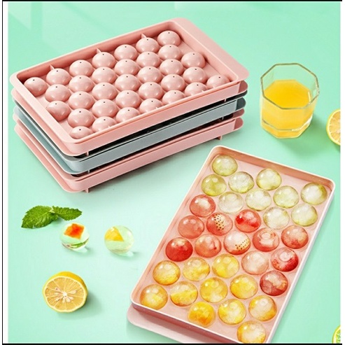 Khay Làm Đá Bi Nhựa Tròn Làm Khuôn Rau Câu, Khay Đá Viên Tròn 33 Viên Hàng LOẠI TO