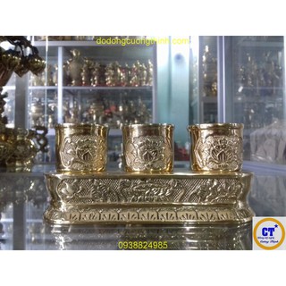 Bộ 3 ly nước thờ cúng đồng - Cường Thịnh