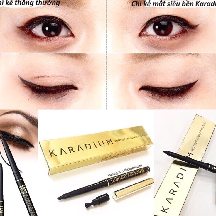 Chì kẻ mắt Karadium  Waterproof Eyeliner Pencil Black -Huynmio