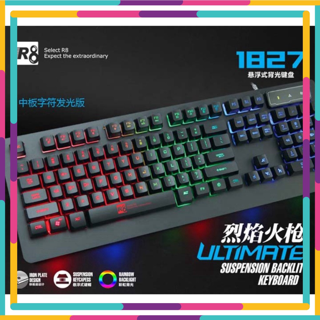 GO' 123' Bàn Phím Giả Cơ Chuyên Game Led R8 -1827 kèm lót chuột MỚI