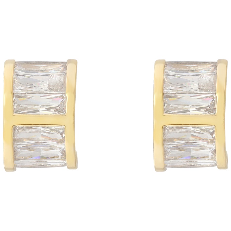 [Jiudolan] Bông Tai Mạ Vàng 18k Đính Đá Zircon Dạng Kẹp Không Lỗ Thời Trang Sáng Bóng Dành Cho Nữ