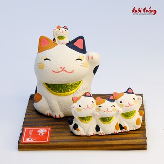 Mèo Thần tài 5 Mèo Trắng - Hãng thủ công Ryukodo Nhật Bản