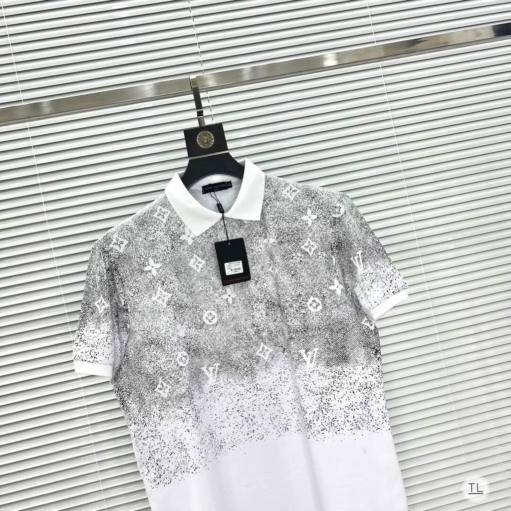Áo PoLo Cổ Bẻ Nam hè Phối Loang Chấm Sao Trắng Đen - Cotton Hàn Mịn Thoáng Mát Thoải Mái Không Bí Thấm Hút