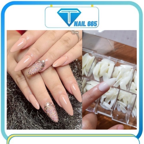 Móng up tay nail fom bầu , Móng úp HSM fom nhọn bầu chuẩn loại sịn hôp 500 móng dẻo