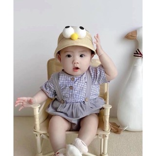 Set yếm + sơ mi kẻ style Korean