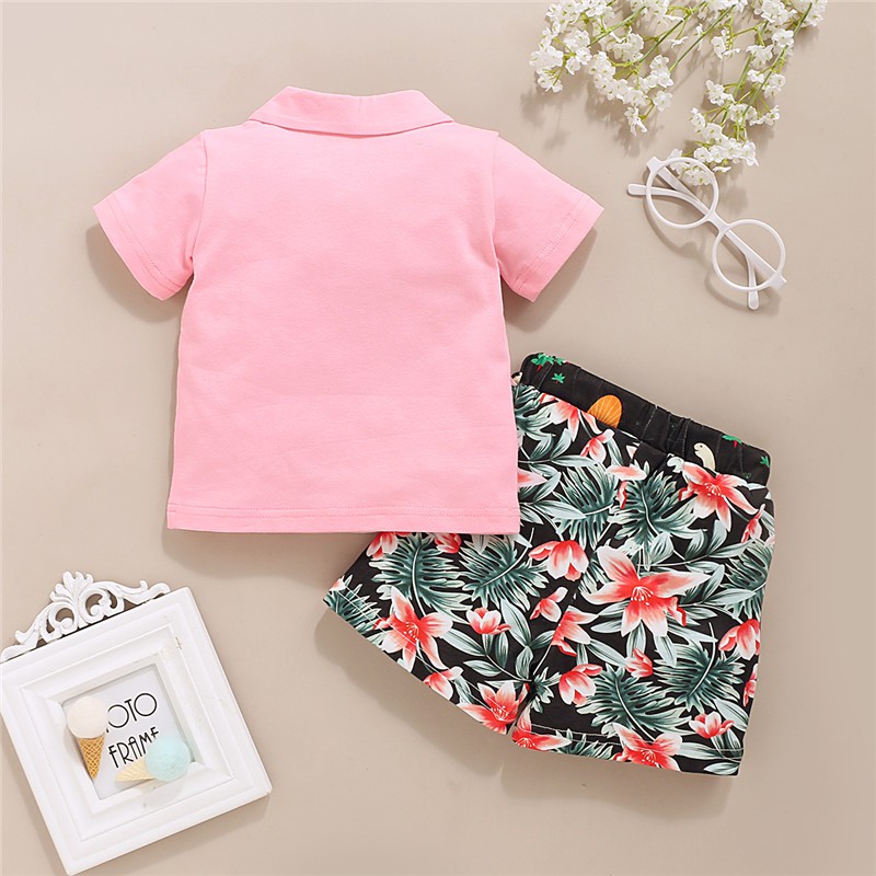 Mikrdoo Bộ áo thun tay ngắn + quần short in hoa cho bé