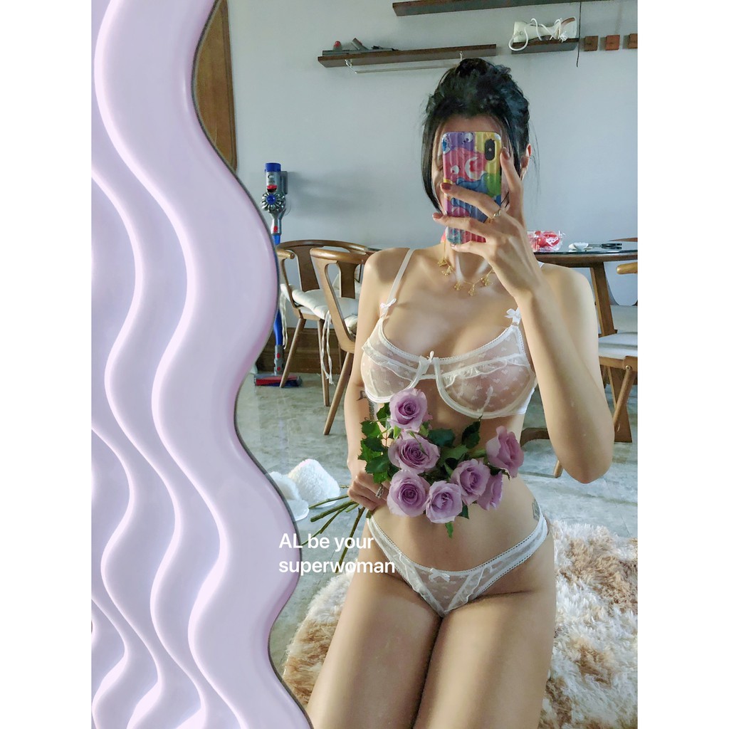 Đồ lót sexy 2 mảnh chấm bi trái tim có gọng | BigBuy360 - bigbuy360.vn