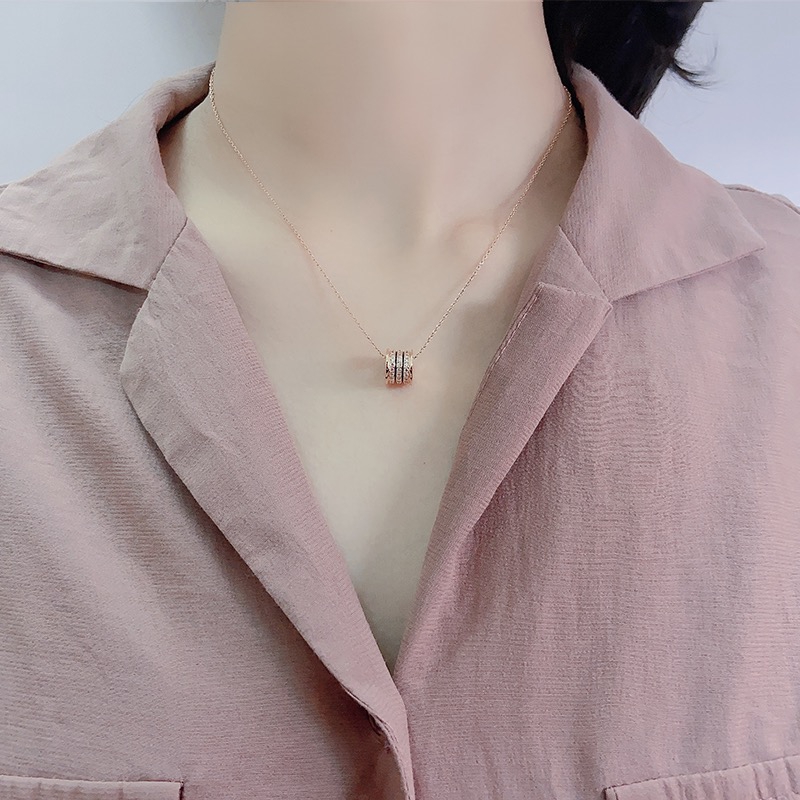 Vòng Cổ Thắt Eo Nhỏ Màu Vàng Hồng / Bạc | Mặt Dây Chuyền Kim Cương Sang Trọng Toàn Diện Cổ Ngắn Nửa Cổ Chống Dị Ứng Chống Thấm Nước