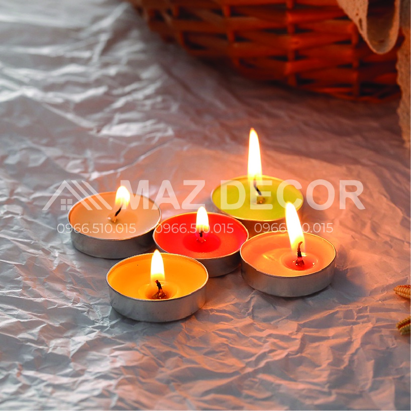 [Giá sỉ] Hộp 10 viên nến tealight hanmade (dùng đun bếp cafe, đèn xông tinh dầu) không làm đen đế đun
