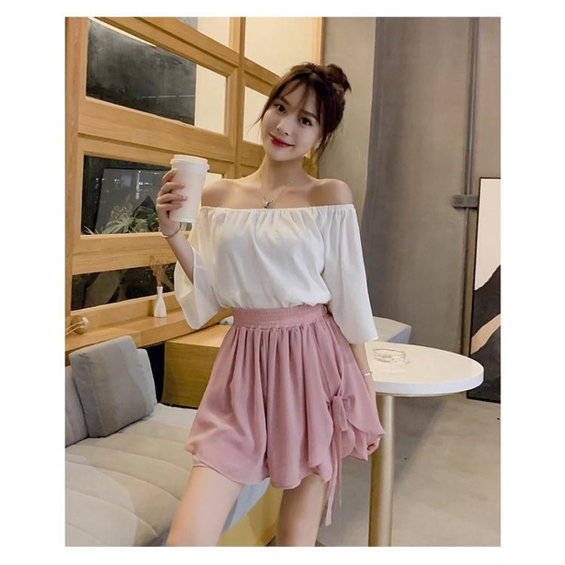 Quần Short Voan Ống Rộng Lưng Cao Thời Trang Nữ Tính