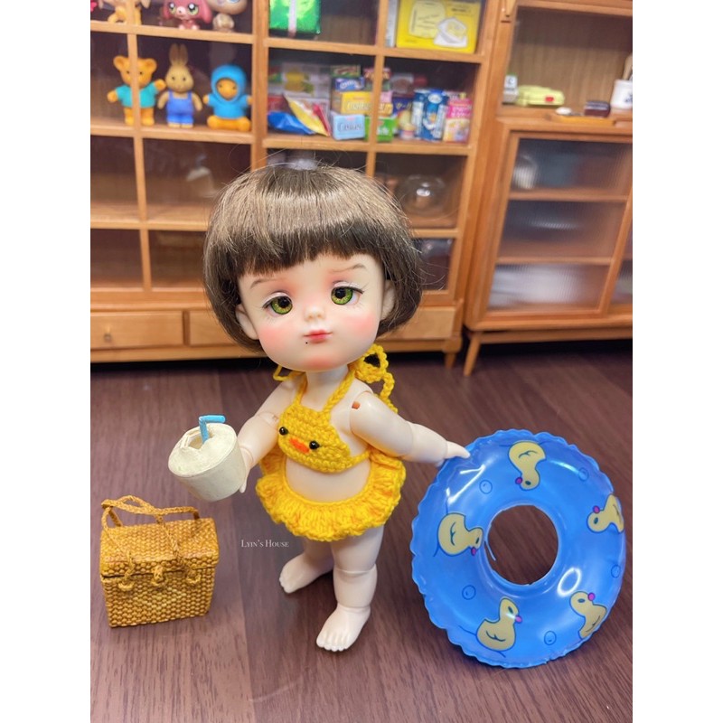 Bikini 2 mãnh Vịt vàng - Size búp bê 1/8, Baboliy, Bru, Ob11, 1/12..