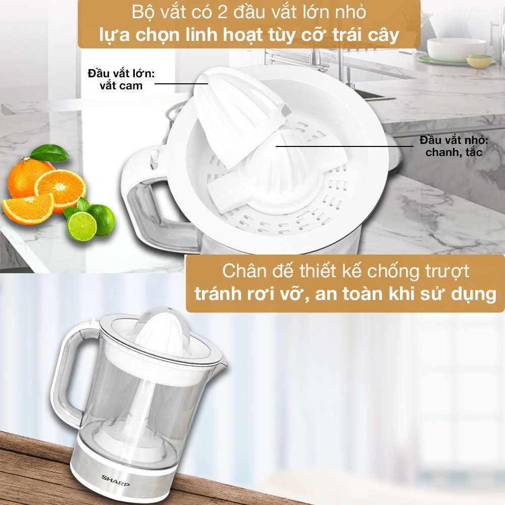 Máy vắt cam Sharp Nhật Bản EJ-J415-WH công suất 40W dung tích 1.5 lít, bảo hành 12 tháng