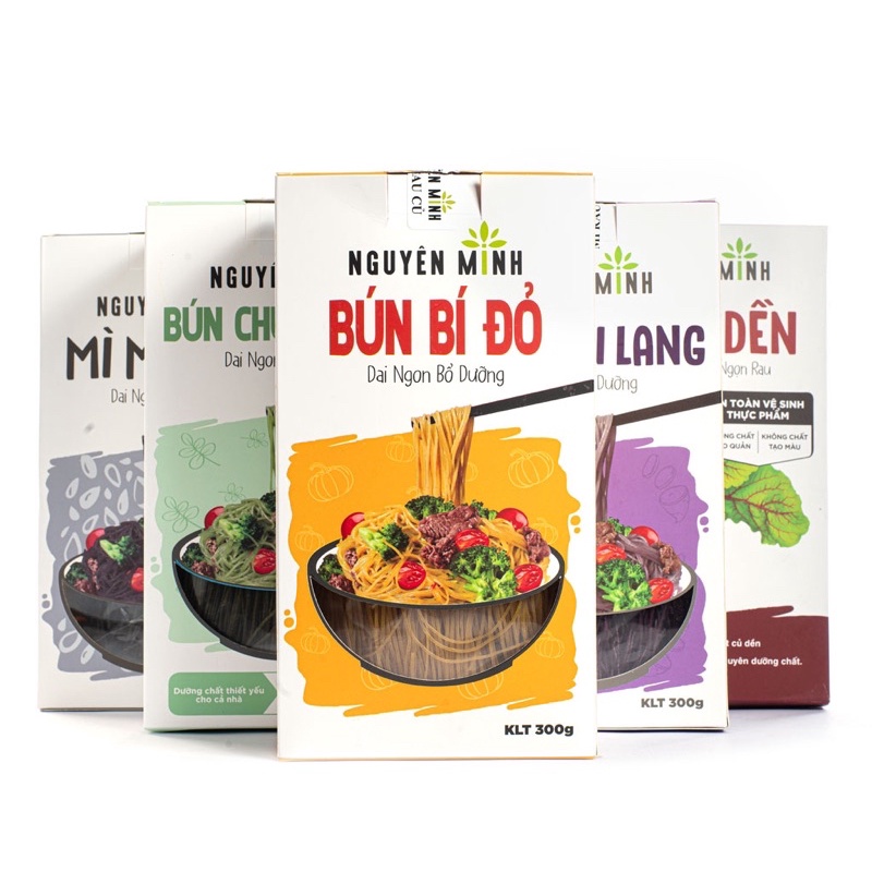 Bún/Mì rau củ Nguyên Minh (Moris) bún eatclean, bún chay (Bún Bí đỏ, Mè đen, Chùm ngây, Củ dền, Khoai lang)