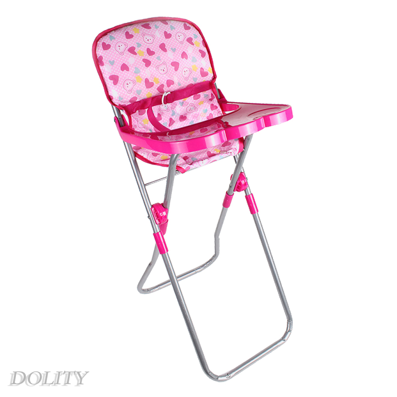 [DOLITY]1X Nursery Room Furniture Decor - ABS Baby Doll High Chair Kid Pretend Play Toy