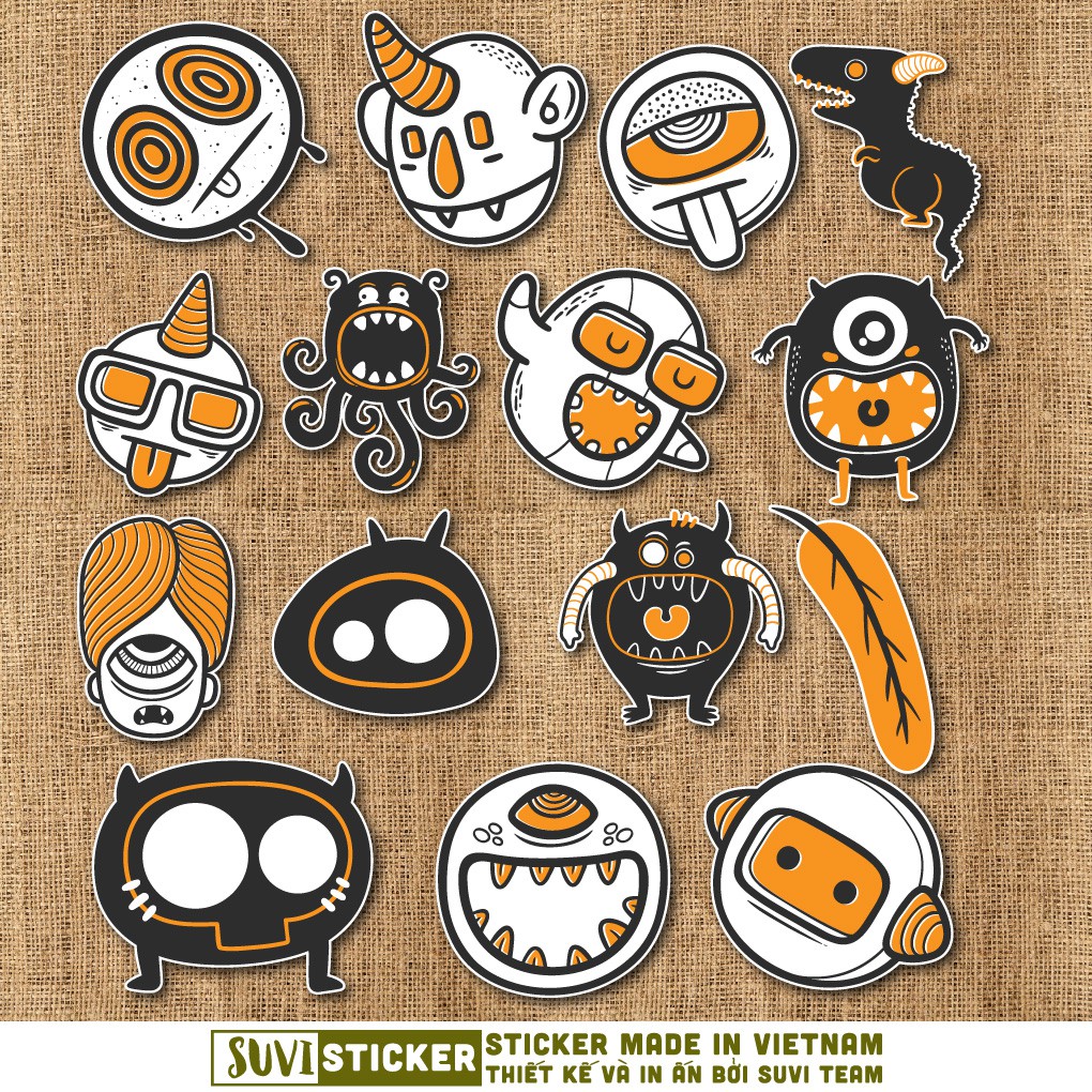 50 Sticker Yellow Monster chống nước sticker dán laptop, điện thoại, đàn guitar, mũ bảo hiểm, vali. MSP: C07