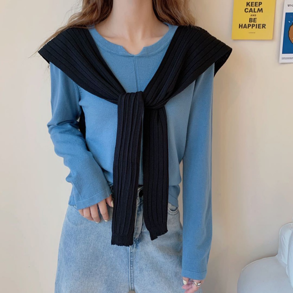 【Fation】Khăn choàng màu trơn thắt nơ xinh xắn hợp thời trang | BigBuy360 - bigbuy360.vn