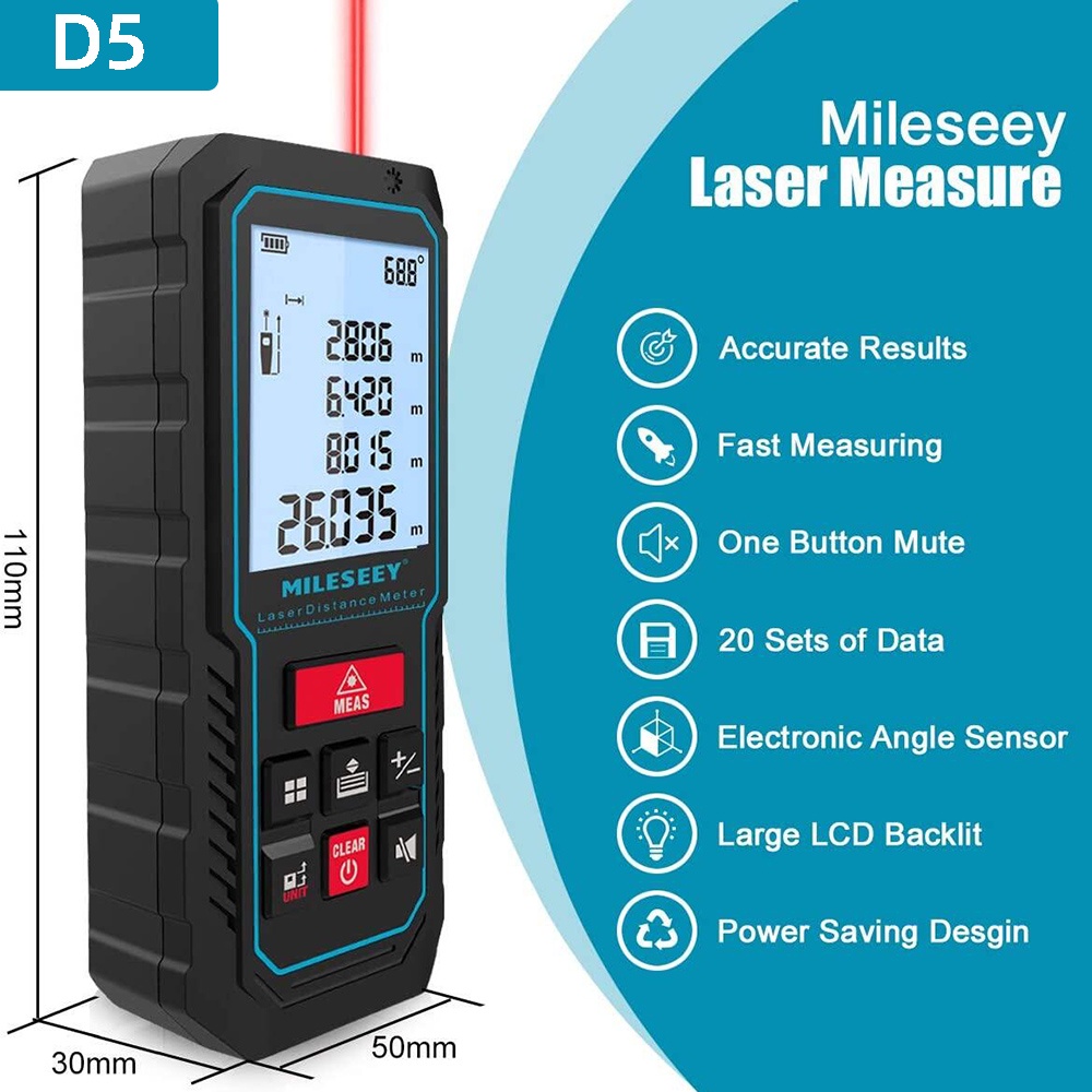Milseey Máy Đo Khoảng Cách Laser D5 Cầm Tay Mini Màn Hình LCD Cho Xây Dựng/Khoảng Cách Cầm Tay Tại Nhà