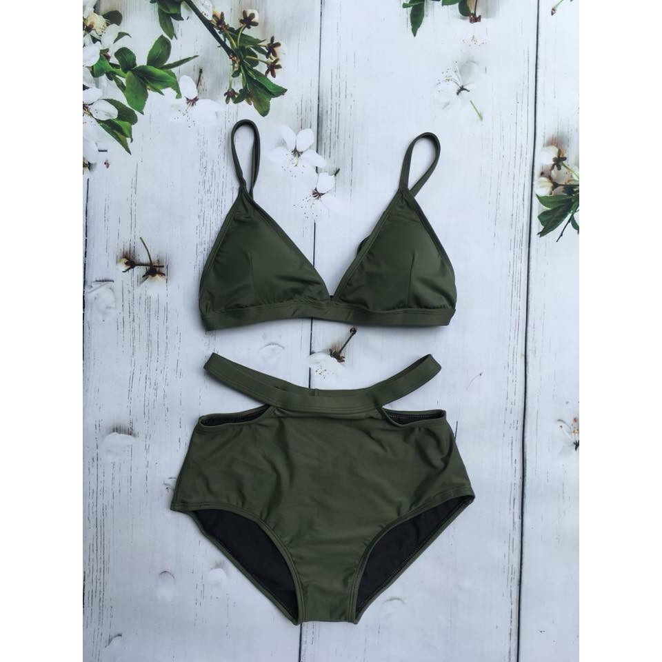 Bikini khoét eo cực sexy màu xanh rêu, có hình thật | BigBuy360 - bigbuy360.vn