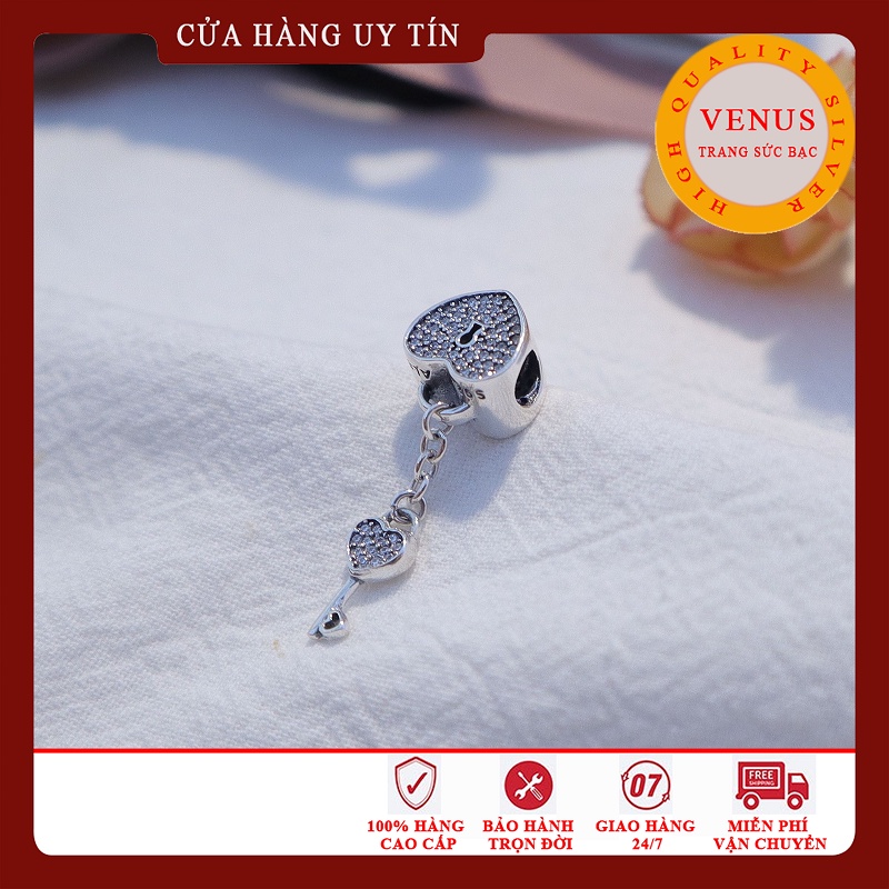 [Hàng cao cấp] Charm bạc 925 hình trái tim treo chiếc chìa khóa- Mã sản phẩm VENUSTCK