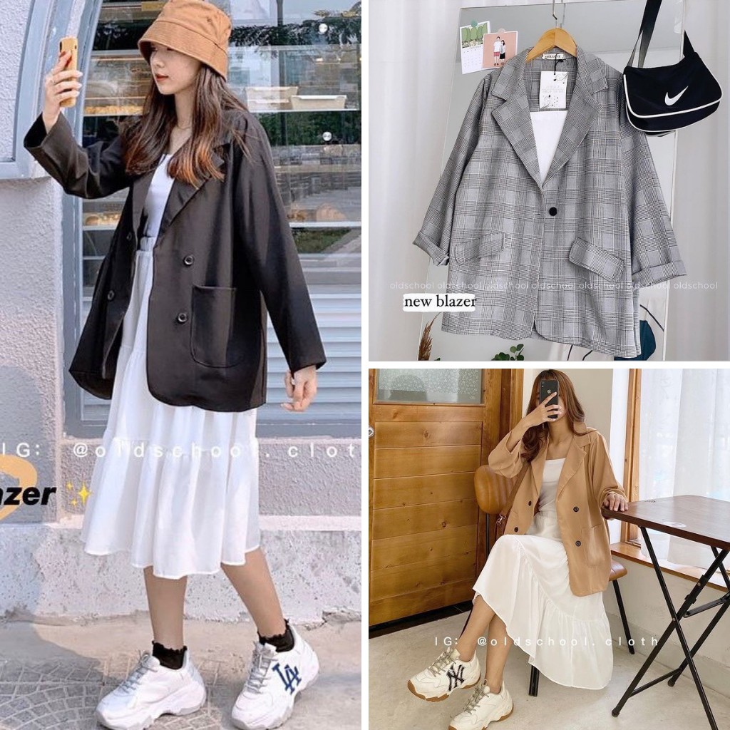 Áo Khoác Blazer Dài Tay Khoác Ngoài Kiểu Dáng Hàn Quốc / Áo Blazer Ulzzang Nhiều Màu (Hàng chuẩn loại 1, có ảnh thật)